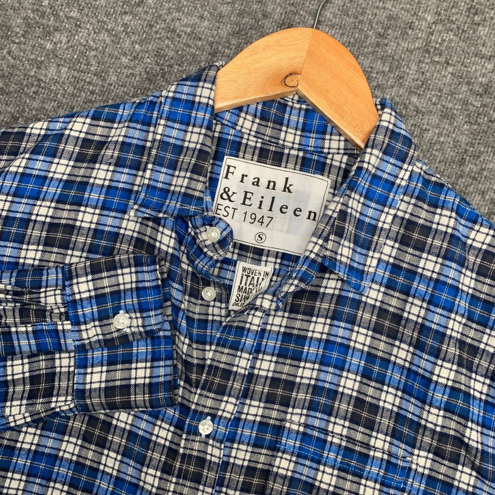 Frank & Eileen Shirt Mens Small Luke Blue Plaid Soft Flannel Button Up